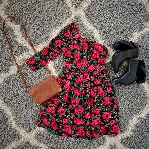 AKIRA BLACK LABEL One shoulder Floral Dress SMALL